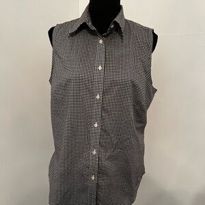 Vintage Large Ralph Lauren Sleeveless Plaid Button Up Top, Womens Ralph Lauren.